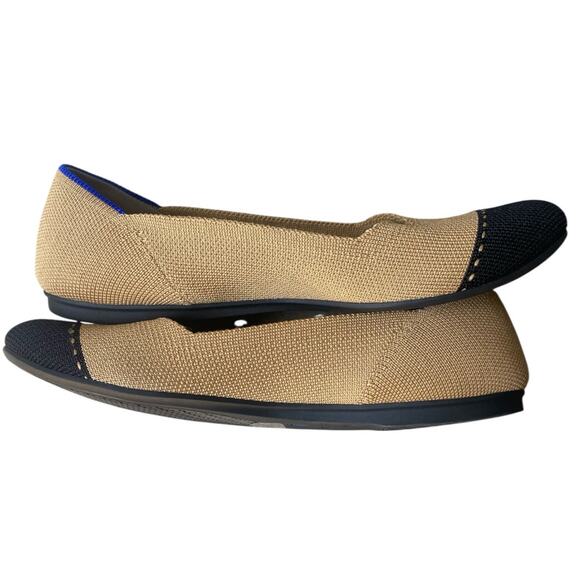 Rothy's Camel Captoe Ballet Flat US 6.5 Brown Black Knit Sustainable Preppy - Picture 7 of 13